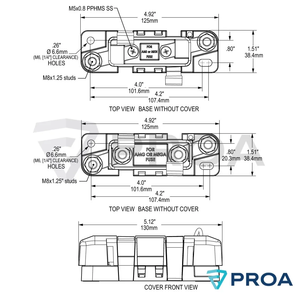 Port fusible mini mega Blue Sea 7720 - Dimensiones medidas plano.webp