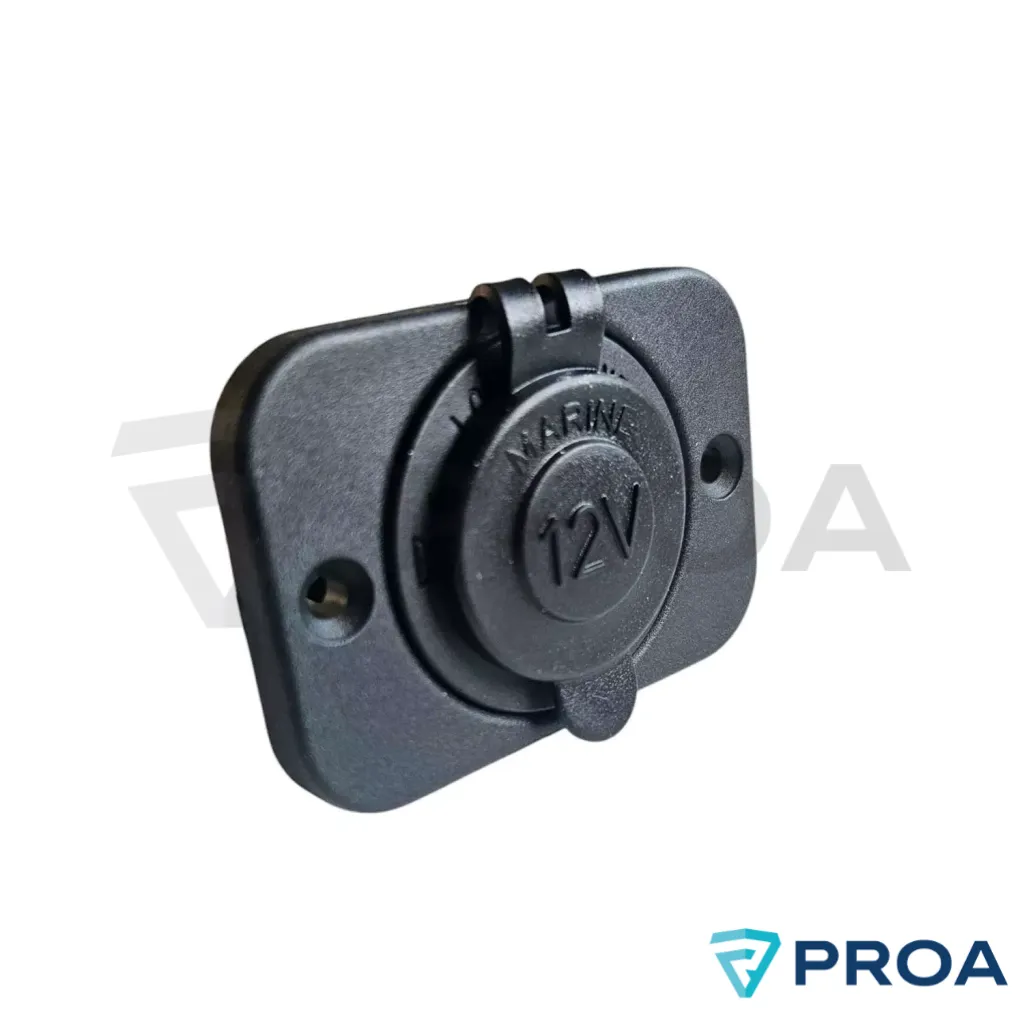 Toma 12 - 24 Volt con tapa estanco frente.webp
