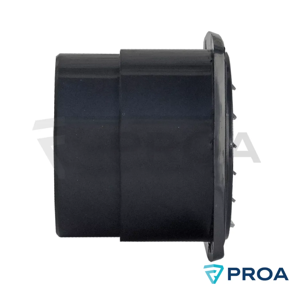 Rejilla para manguera Ø 75 - frente 92 x 91mm NEGRA lateral.webp