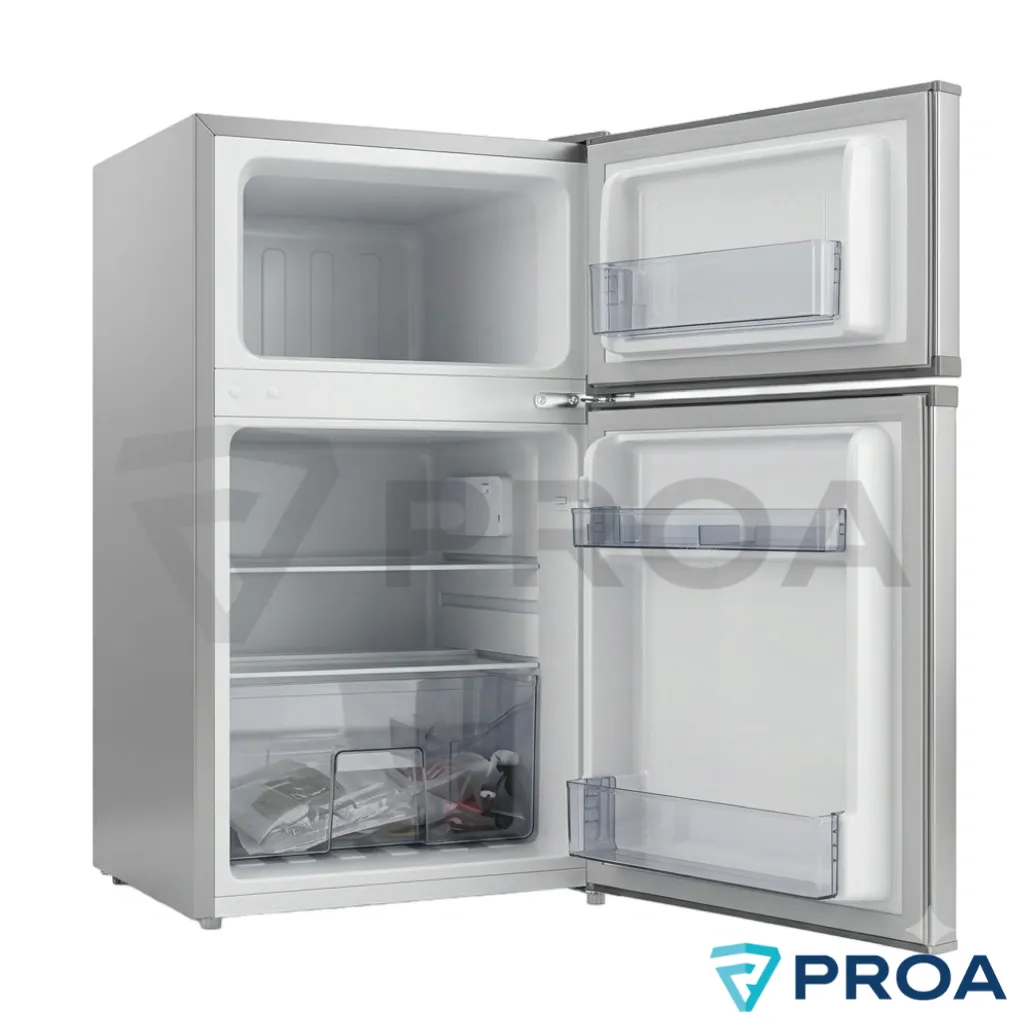 TULK Heladera con freezer 12V - 24V 110 Litros Blanca abierta.webp
