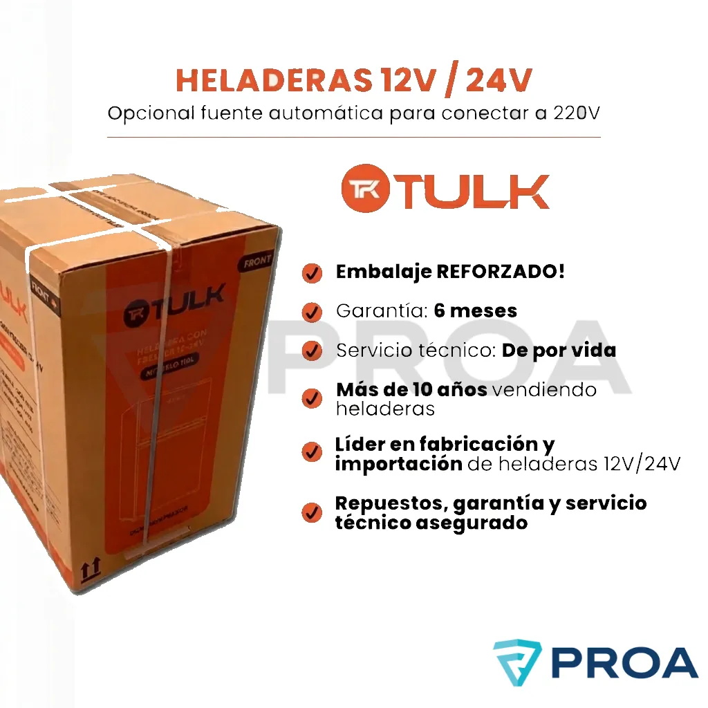 TULK Heladera con freezer 12V - 24V 110 Litros embalaje.webp