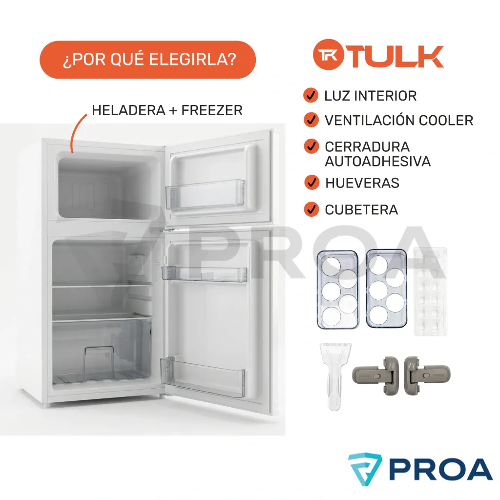 TULK Heladera con freezer 12V - 24V 110 Litros Blanca accesorios.webp