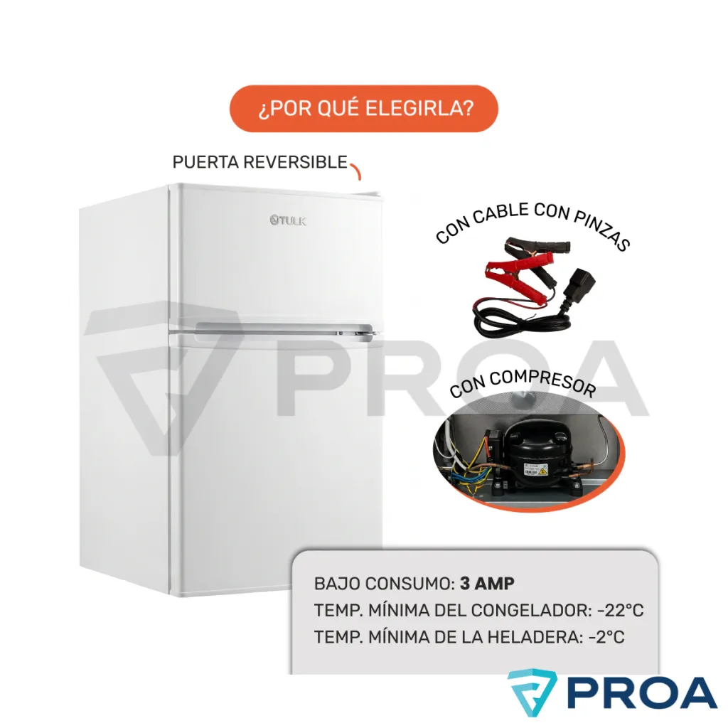 TULK Heladera con freezer 12V - 24V 110 Litros Blanca accesorios 1.webp