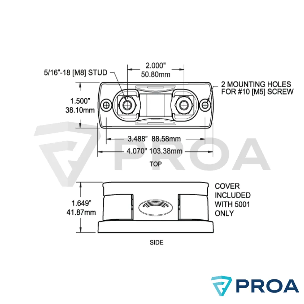 Dimensiones porta fusible mega BS 5001.webp