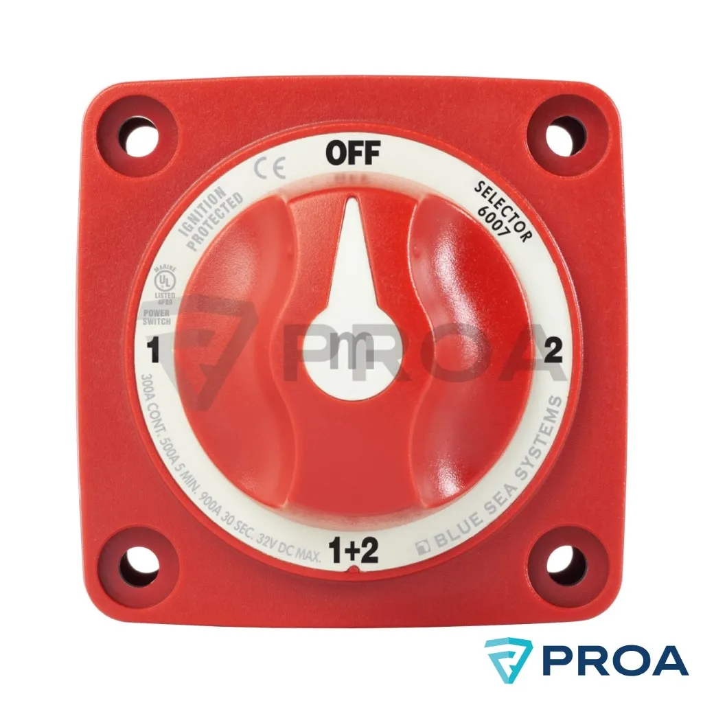 [6007] BLUE SEA SYSTEMS Mini selector interruptor para 2 baterias Rojo