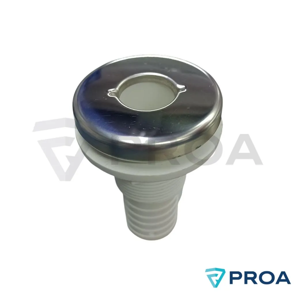[10045] Pasacasco plastico 3/4" - 19mm blanco con aro de inoxidable