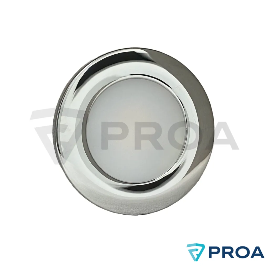 Luz Spot redondo Ø 70 mm de embutir LED cálido 12V - 4W marco cromado PVC