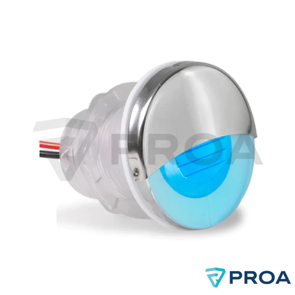 Luz de cortesia LED AZUL Ø 33mm pestaña inoxidable