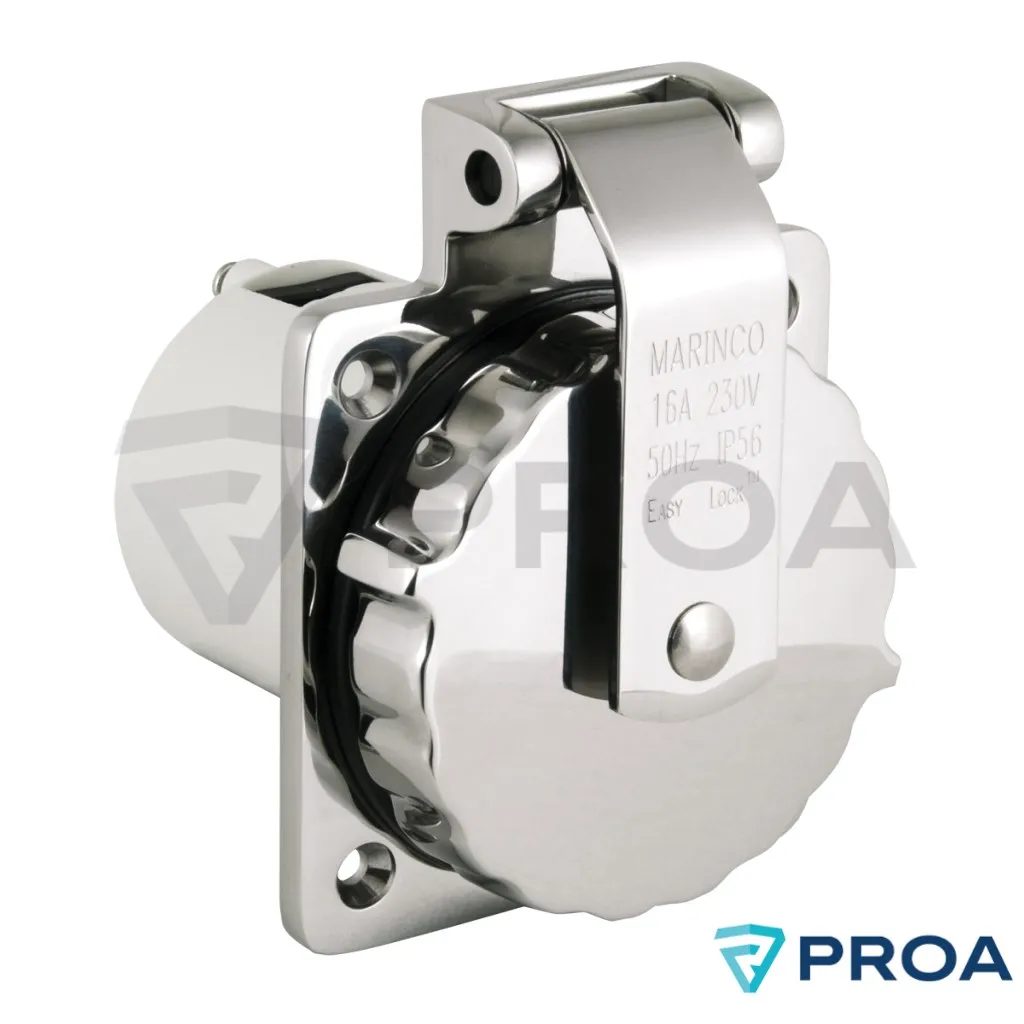 MARINCO Toma Corriente Redondo Inoxidable 16A - 230V