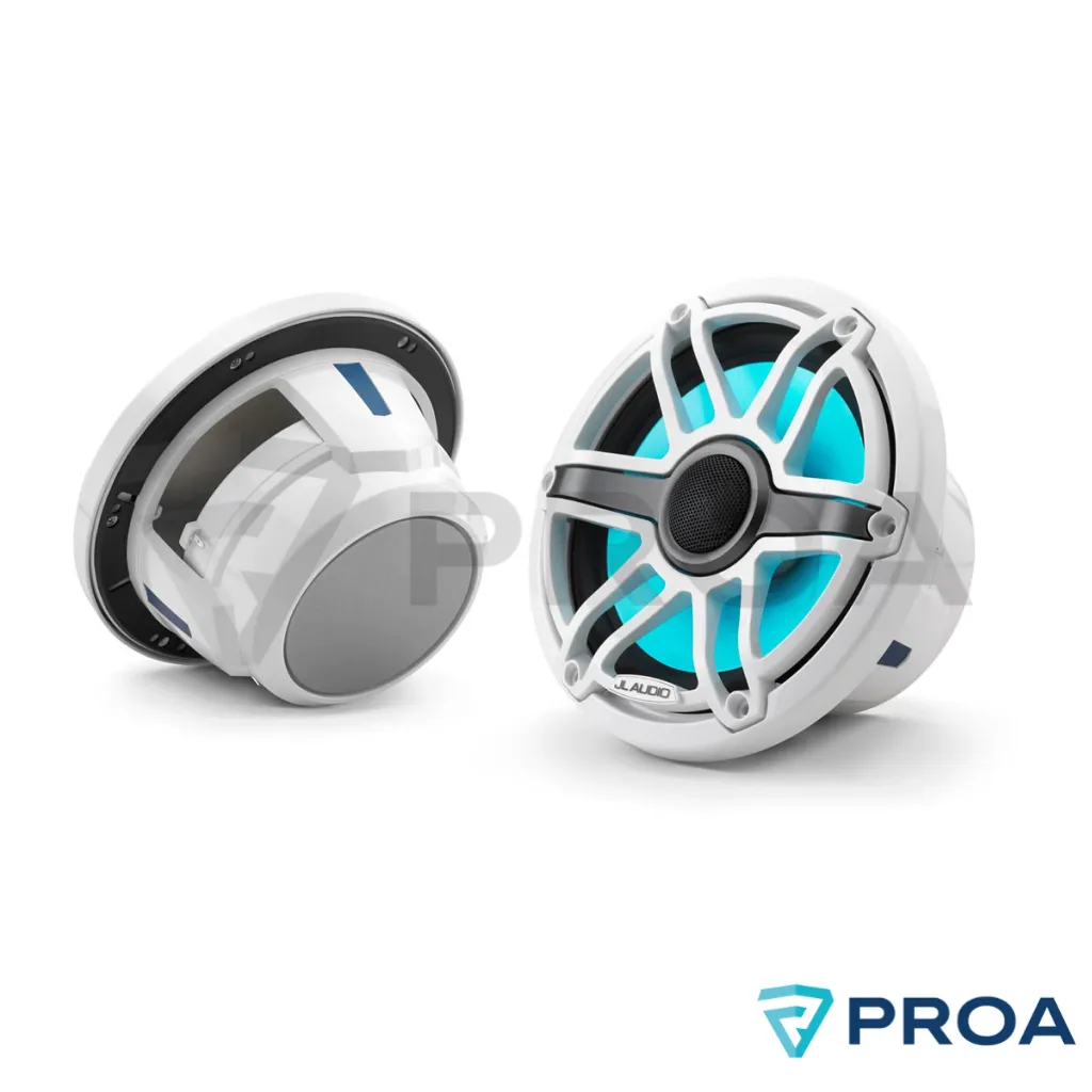 [010-03074-00] JL Audio M6 Parlantes Nauticos 7,7" con LED RGB y rejilla deportiva blanca