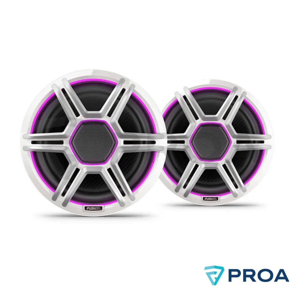 [010-02918-21] Fusion Apollo Parlantes Nauticos LED de 8.8" con rejillas deportivas Blancas