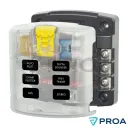BLUE SEA SYSTEMS ST Blade - Fusiblera de 6 circuitos con Cubierta