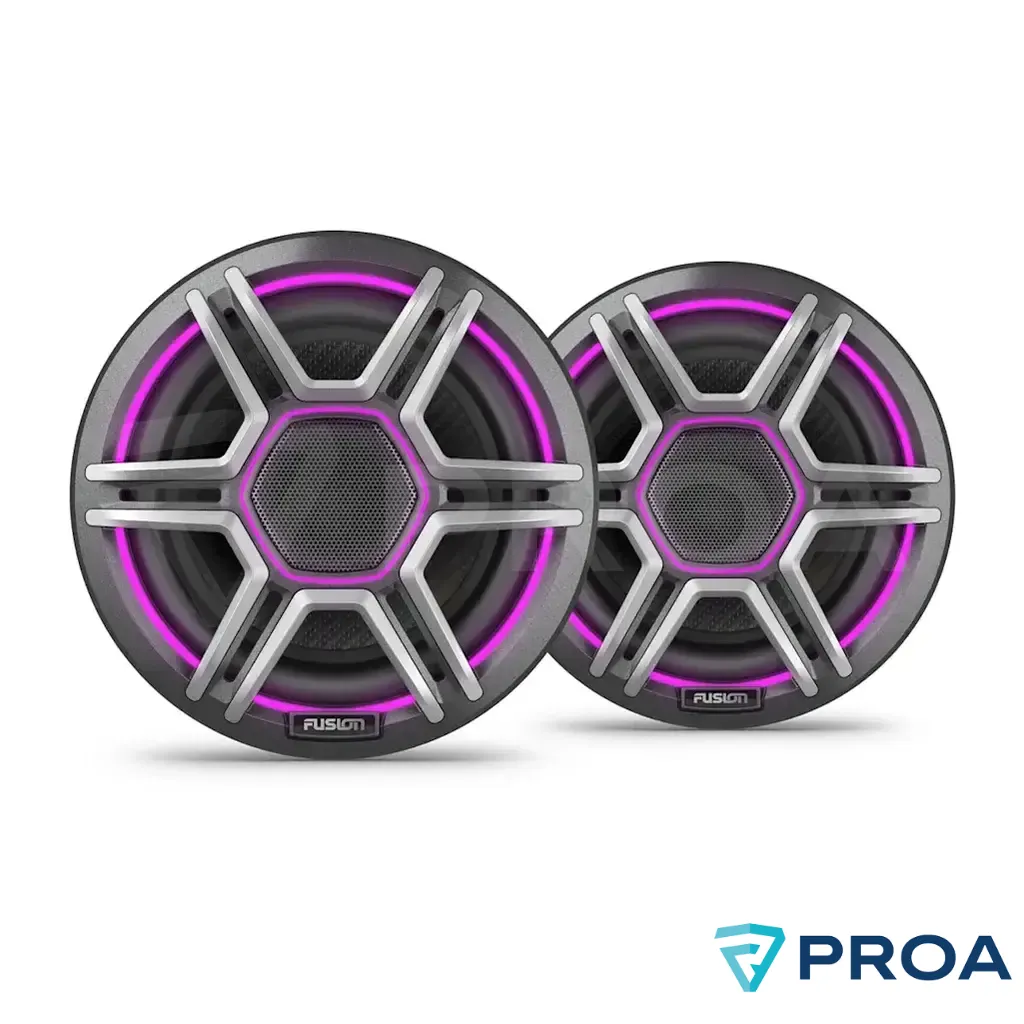 Fusion Apollo Parlantes Nauticos LED de 6.5" con rejillas deportivas Grises
