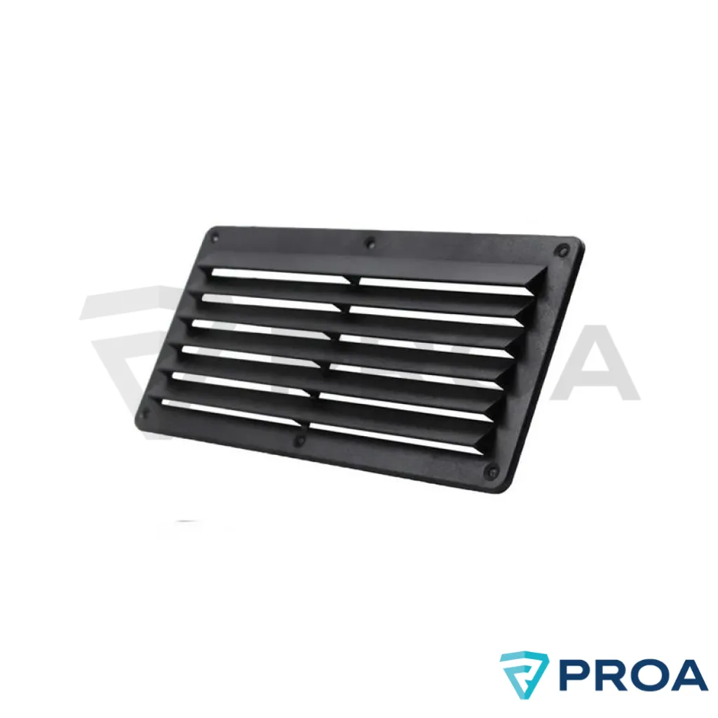 OSSO Rejilla PVC Rectangular plana 260 x 125mm NEGRA