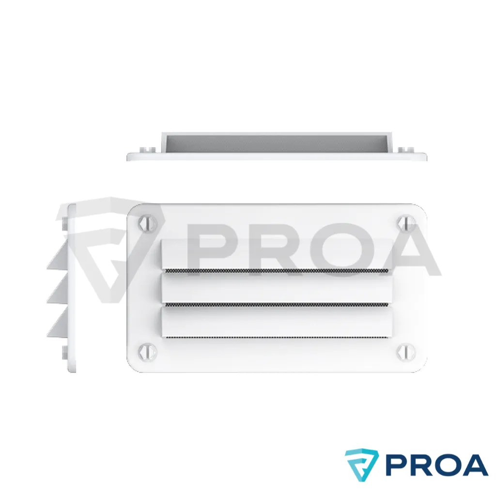 OSSO Rejilla PVC Rectangular plana 142 x 79,5mm NEGRA